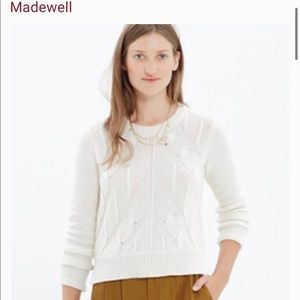 NWOT Madewell Ivory Chevron Crop Sweater Size XS
